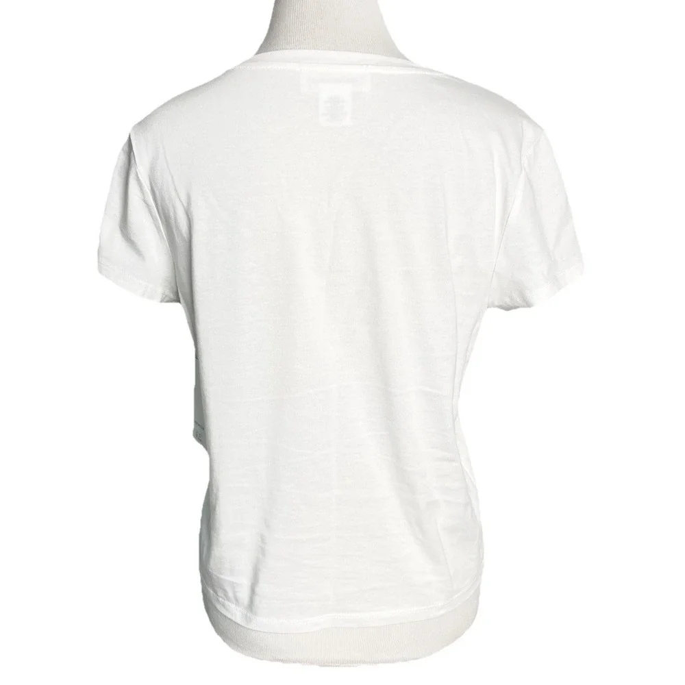 Bailey 44 Heart Rhinestone White Short Sleeve Tee Shirt Top Small Casual Party - Picture 2 of 3